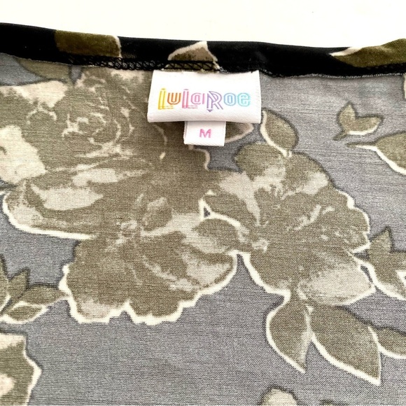 LuLaRoe Shirley Black Floral Lightweight Longline Kimono Duster Cover Up Size M - Picture 7 of 12